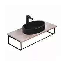 Комплект столешница для ванной Uperwood Tanos с накладной раковиной Rome и кронштейнами 100 см, бук светлый