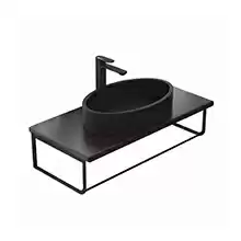 Комплект столешница для ванной Uperwood Tanos с накладной раковиной Rome и кронштейнами 90 см, бук темный