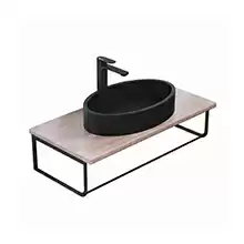 Комплект столешница для ванной Uperwood Tanos с накладной раковиной Rome и кронштейнами 90 см, бук светлый