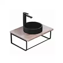 Комплект столешница для ванной Uperwood Tanos с накладной раковиной Round и кронштейнами 70 см, бук светлый