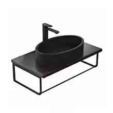 Комплект столешница для ванной Uperwood Tanos с накладной раковиной Rome и кронштейнами 80 см, бук темный