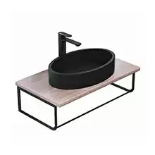 Комплект столешница для ванной Uperwood Tanos с накладной раковиной Rome и кронштейнами 80 см, бук светлый