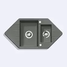 Мойка из Algranit Alveus Cubo 80 952x500х205/ 150 антрацит металлик 3 1/2" клапан-автомат, 3 1/2" корзинчатый клапан, полный сифон