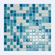 Мозаика стекло Elada Econom МСD002Р (327*327мм) бело-голубой на бумаге