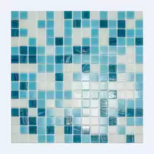 Мозаика стекло Elada Aventurin HK-14 (327*327мм) бело-голубой микс
