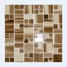 Мозаика стекло Elada Crystal JSM-CH1019 (327*327мм) бежевая полосатая mix size