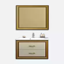 Комплект мебели Opadiris Карат 100 слоновая кость/золото (тумба с раковиной + зеркало) 1000х595х450