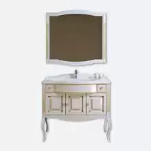 Комплект мебели Opadiris Лаура 100 белый с золотой патиной (тумба с раковиной + зеркало) 1000х930х540