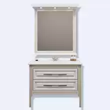 Комплект мебели Корлеоне 80 белый с патиной (тумба с раковиной + зеркало)