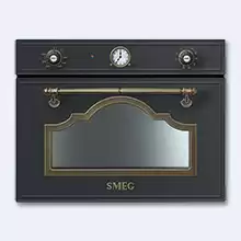 Духовой шкаф Smeg Cortina SF4750MCAO компакт.комбинир. с микр.печью, 60см, выс.45см, антрацит, фурн.латун.