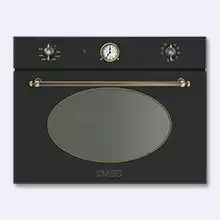 Духовой шкаф Smeg Coloniale SF4800MCAO компакт.комбинир. с микр.печью, 60см, выс.45см, антрацит, фурн.латун.