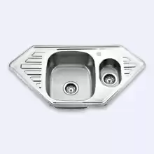 Кухонная мойка Emap 9550С 950*500/180/90 врезная 1,1/2 чаши сварная, глянец, нерж.сталь 0,8мм, выпуск 3,5