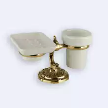 Стакан для зубных щеток и мыльница Art&Max BAROCCO CRYSTAL AM-1789-Do-Ant-C, античное золото