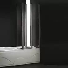Шторка на ванну Cezares Trio: четырёхсекционная складная с одним неподвижным стеклом. TRIO-V-3-90/140-P-Cr-R 900x1400 мм