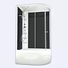DOMANI-SPA. Душевая кабина Delight 128 L high, 1200*850*2180, черная стеклянная задняя панель, прозрачное стекло DS01D128HLBCl10
