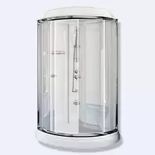 Душевая кабина Radomir Паола 3 ЛЮКС, стеклянные шторки (матовые), профиль хромированный, поддон на раме-подставке с устройством слива, боковые стенки