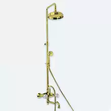 Душевая колонна со смесителем для ванны с поворотным изливом, верхним и ручным душем Cezares ATLANTIS-CVDF2-03/24-Sw Золото 24 карат ручки Swarovski