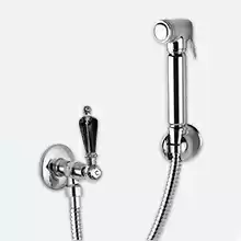 Гигиенический душ с запорным вентилем, со шлангом 120см и держателем Cezares DIAMOND-KS-01-Sw-N Хром ручки Swarovski Nero