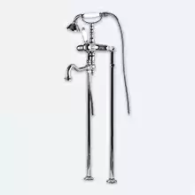 Напольный смеситель для ванны с ручным душем и поворотным изливом Cezares VENEZIA-VDP2-01-Bi Хром ручки Белая