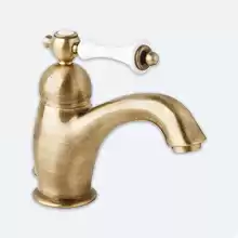 Смеситель на раковину однорычажный с донным клапаном Cezares MARGOT-LSM1-02-Bi Бронза ручки Белая Смеситель на раковину однорычажный с донным клапаном Cezares MARGOT-LSM1-02-Bi Бронза ручки Белая