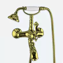 Смеситель для ванны и душа однорычажный в комплекте с ручным душем Cezares MARGOT-VDM-03/24-M Золото 24 карат ручки Золото 24 карат