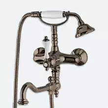 Смеситель для ванны с ручным душем и повортным изливом Cezares MARGOT-VDFM2-02-Bi Бронза ручки Белая