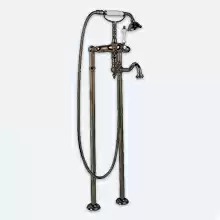Напольный смеситель для ванны с поворотным изливом и ручным душем Cezares MARGOT-VDP2-02-Bi Бронза ручки Белая