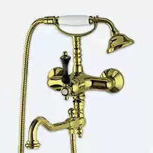 Смеситель для ванны с ручным душем и повортным изливом Cezares MARGOT-VDFM2-03/024-NM Золото 24 карат ручки Мрамор