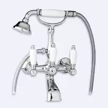 Смеситель для ванны с ручным душем Cezares FIRST-VD-01-Bi Хром ручки Белые