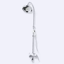 Душевая колонна со смесителем для ванны, верхним и ручным душем Cezares FIRST-CVD-01-Bi Хром ручки Белые