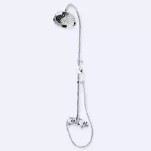 Душевая колонна со смесителем, верхним и ручным душем Cezares FIRST-CD-01-Bi Хром ручки Белые