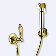 Гигиенический душ со шлангом 120см, запорным вентилем  и держателем Cezares FIRST-KS-03-/24-M Золото 24 карат ручки Металл