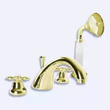 Смеситель на борт ванны с ручным выдвижным душем Cezares NOSTALGIA-BVD-03/24 Золото 24 карат ручки Золото 24 карат