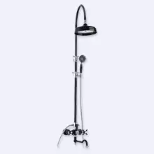 Душевая колонна со смесителем для ванны, верхним и ручным душем Cezares NOSTALGIA-CVD-NLC nero lucido/cromo ручка nero lucido/cromo
