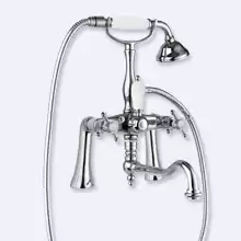 Смеситель на борт ванны с поворотным изливом и ручным душем Cezares GOLF-PBV2-01-Bi Хром ручки Хром
