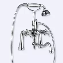 Смеситель на борт ванны с поворотным изливом и ручным душем Cezares GOLF-PBV2-01-M Хром ручки Хром