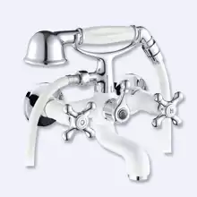 Смеситель для ванны с ручным душем Cezares RETRO-VD1-BLC bianco lucido/cromo ручки bianco lucido/cromo