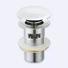 Донный клапан с системой "Клик-клак" с переливом,  белая керамическая крышка Cezares CZR-SAT7-Bi Хром/Белый
