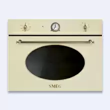 Smeg Coloniale SF4800MCPO Компактный духовой шкаф, комбинированный с микроволновой печью, 60 см, высота 45 см кремовый, фурнитура латунная