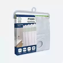 Шторка для ванной белая с зеленой вставкой Fixsen FX-5115F 180х180 см полиэстер, этиленвинил ацетат, полипропилен